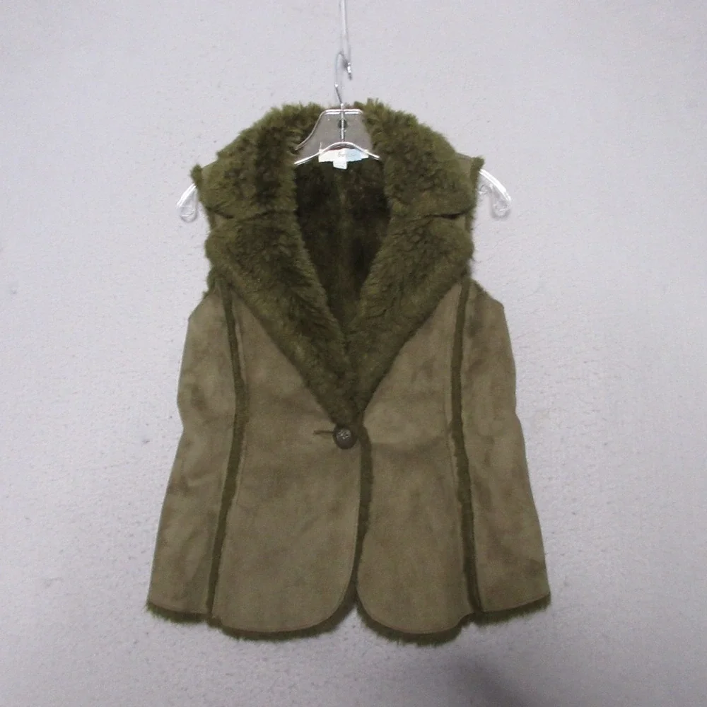 Boden Vest 4‎ Brown Penny Lane Hippie Y2K Faux Fur Suede Boho Shearling Fitted
